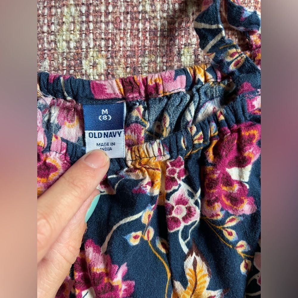 Old Navy M (8) Floral Kids Dress in Navy and Pink - Picture 5 of 7